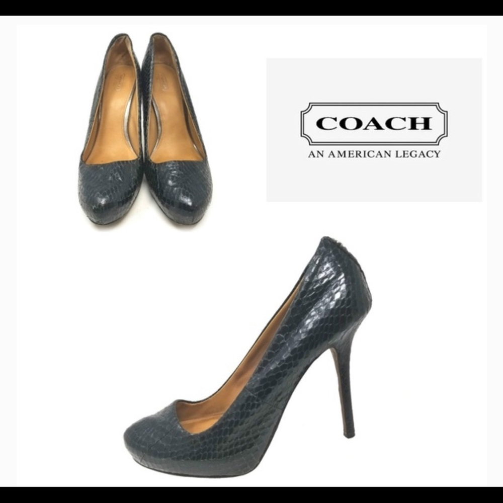 Coach Kristina Gloss Snake black stilettos